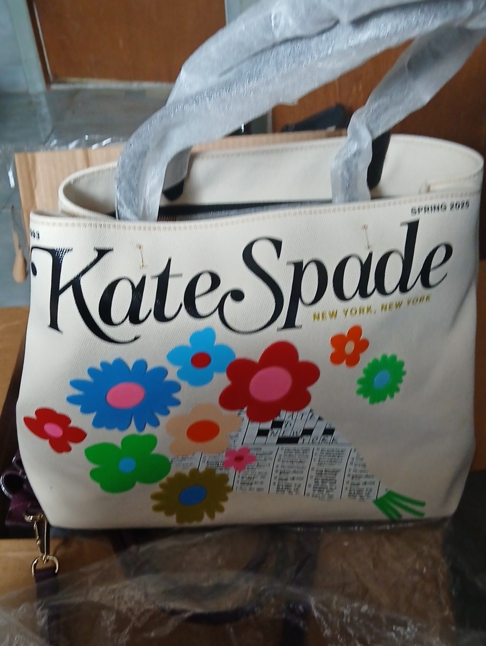 kate spade Cream Tote with Multicolor Floral Print